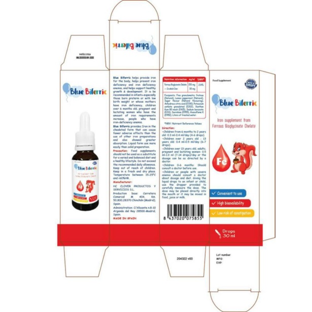 Blue Biferric - Sắt hữu cơ nhỏ giọt hàng nhập khẩu châu âu