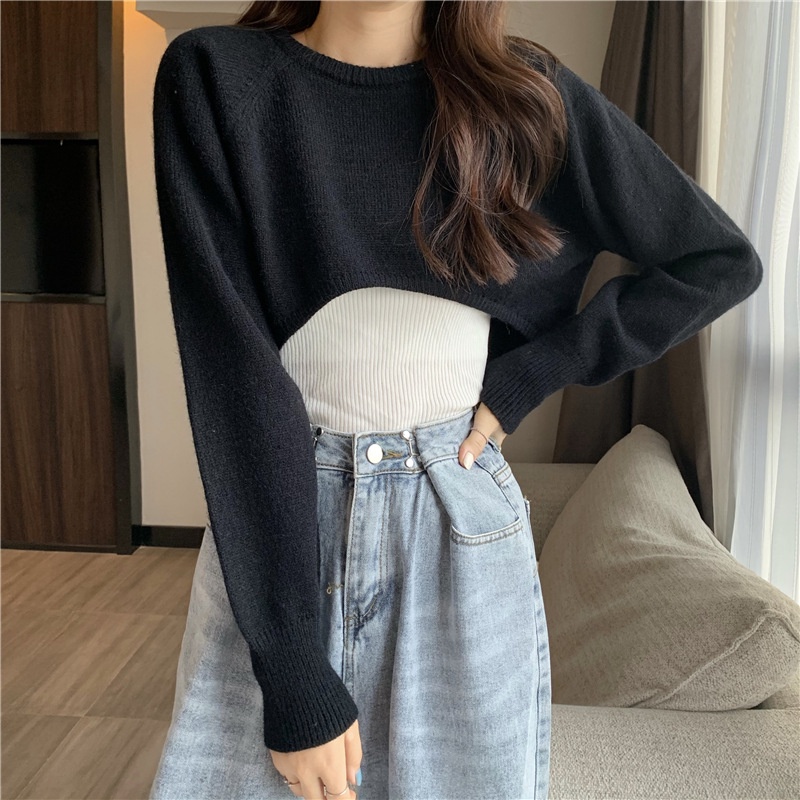 Áo Sweater Dệt Kim Tay Dài Dáng Rộng Cho Nữ