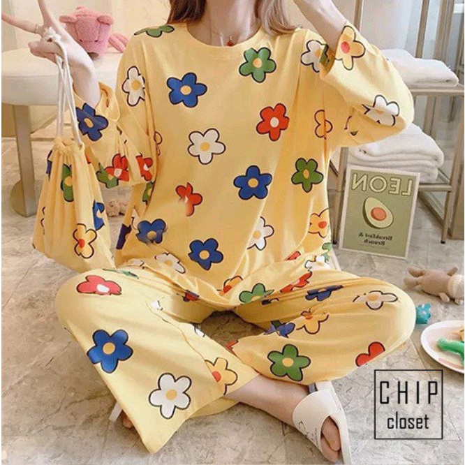 Đồ Bộ Nữ Tay Dài Quần Dài - Bộ Hoạt Hình Thun Mềm Mịn Cực Xinh - Hàng Thái Chuẩn Cao Cấp Full 25 Mẫu - TQ001
