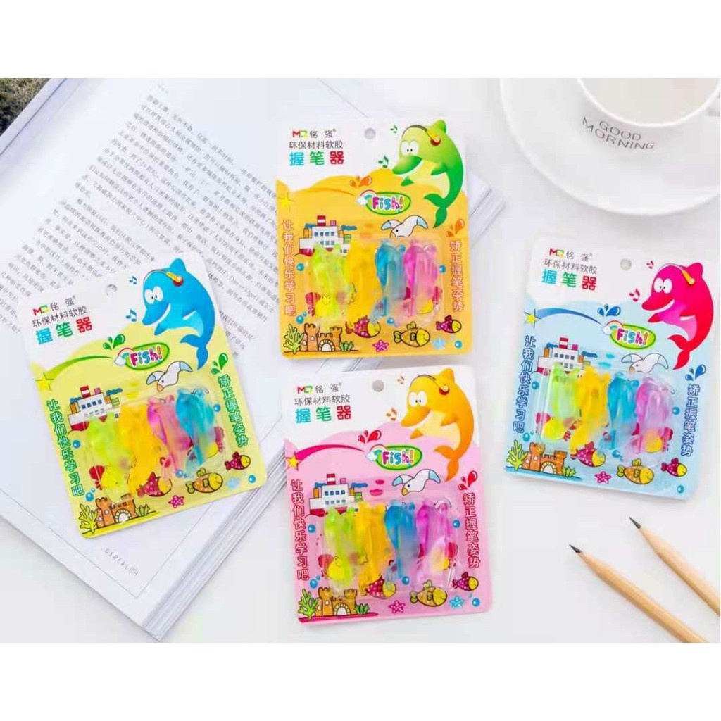 Vỉ 4 chiếc Cá Heo Hỗ Trợ Cầm Bút Chắc Chắn Cho Bé