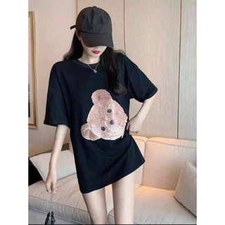 Áo Thun Nữ Tay Lỡ Form rộng Unisex In Hình Gấu Cực Xinh