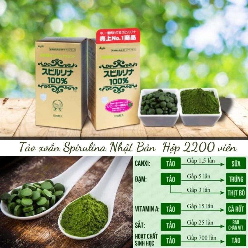 Tảo Xoắn Spirulina Nhật Bản Hộp 2200 Viên