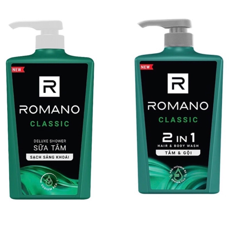 Sữa tắm gội 2 in 1 Romano hương nước hoa 650g date 2026