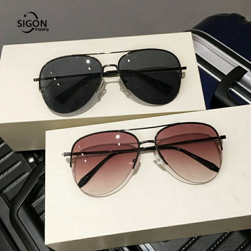 Kính Mát Phi Công Nửa Gọng Chống Tia UV Chống Lóa Phù Hợp Cho Lái Xe Ngoài Trời