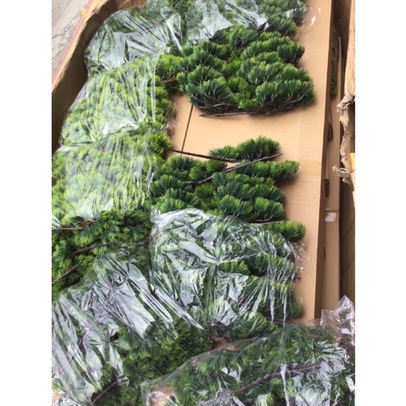 Ảnh thật-Cành tùng giả, cành thông làm cây trang trí,cụm lá tùng la hán làm cây bonsai,decor tiểu cảnh 2 mẫu