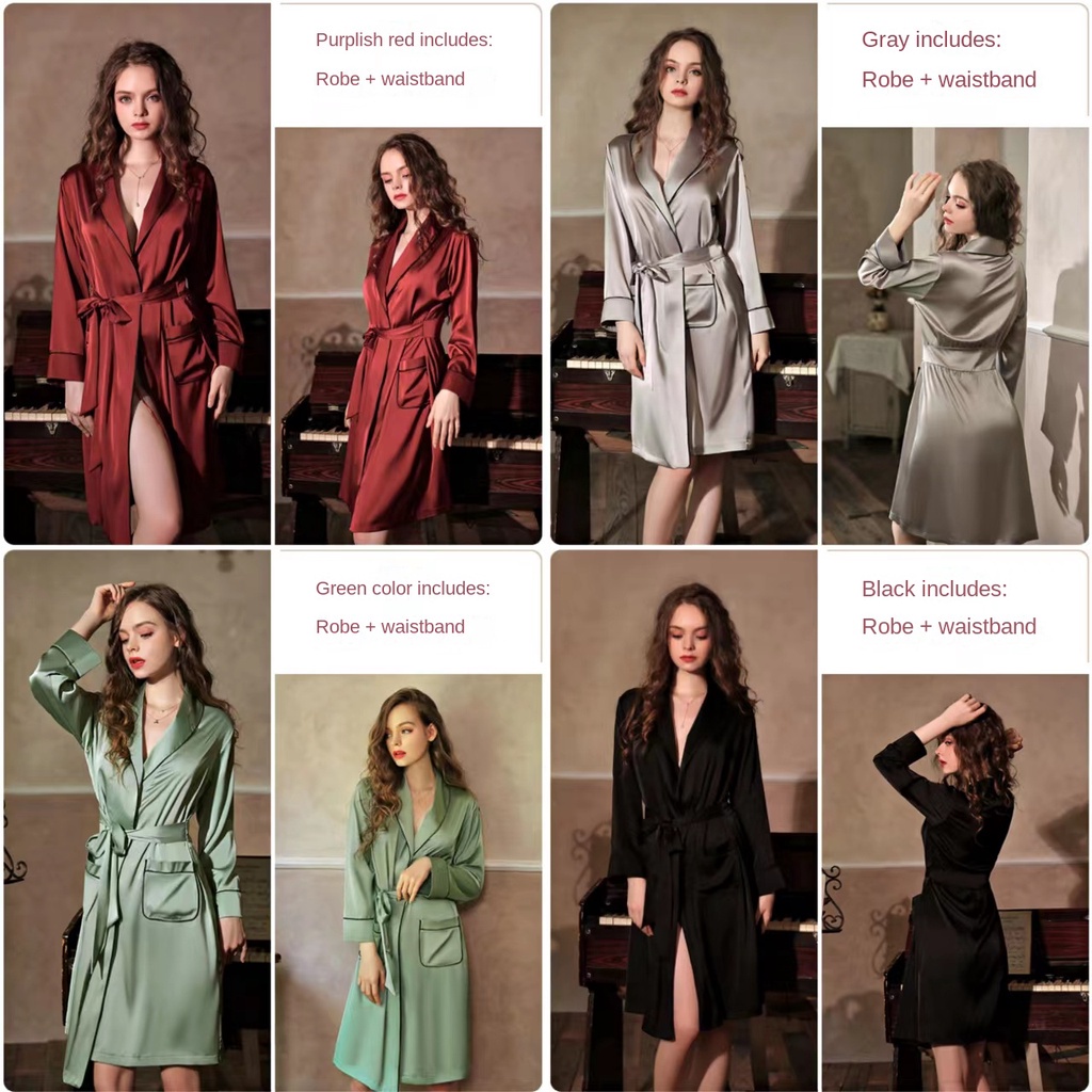 ☒Đầm Ngủ Lụa Satin Cổ Chữ V Khoét Sâu Gợi Cảm Thời Trang Âu Mỹ Cho Nữ