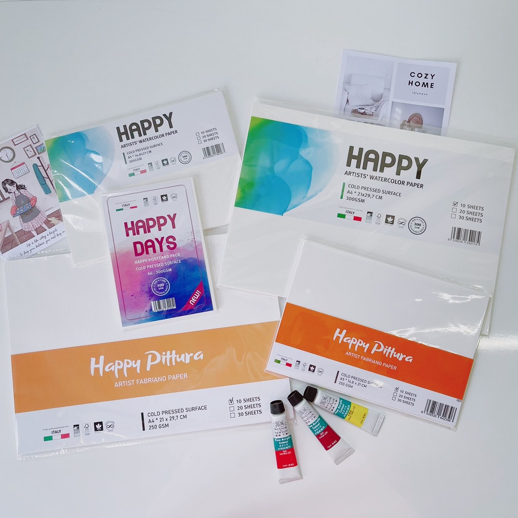 Giấy Vẽ Màu Nước HAPPY A4/A5/A6 300gsm nhập khẩu