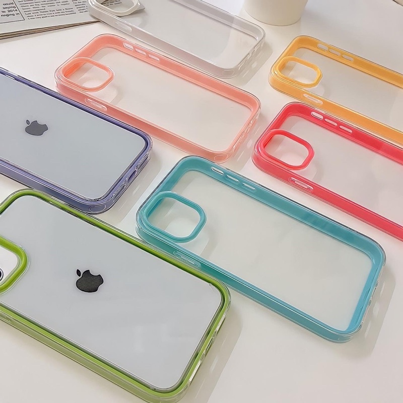 Ốp Điện Thoại Trong Suốt Viền Màu Dễ Thương - CAS2234