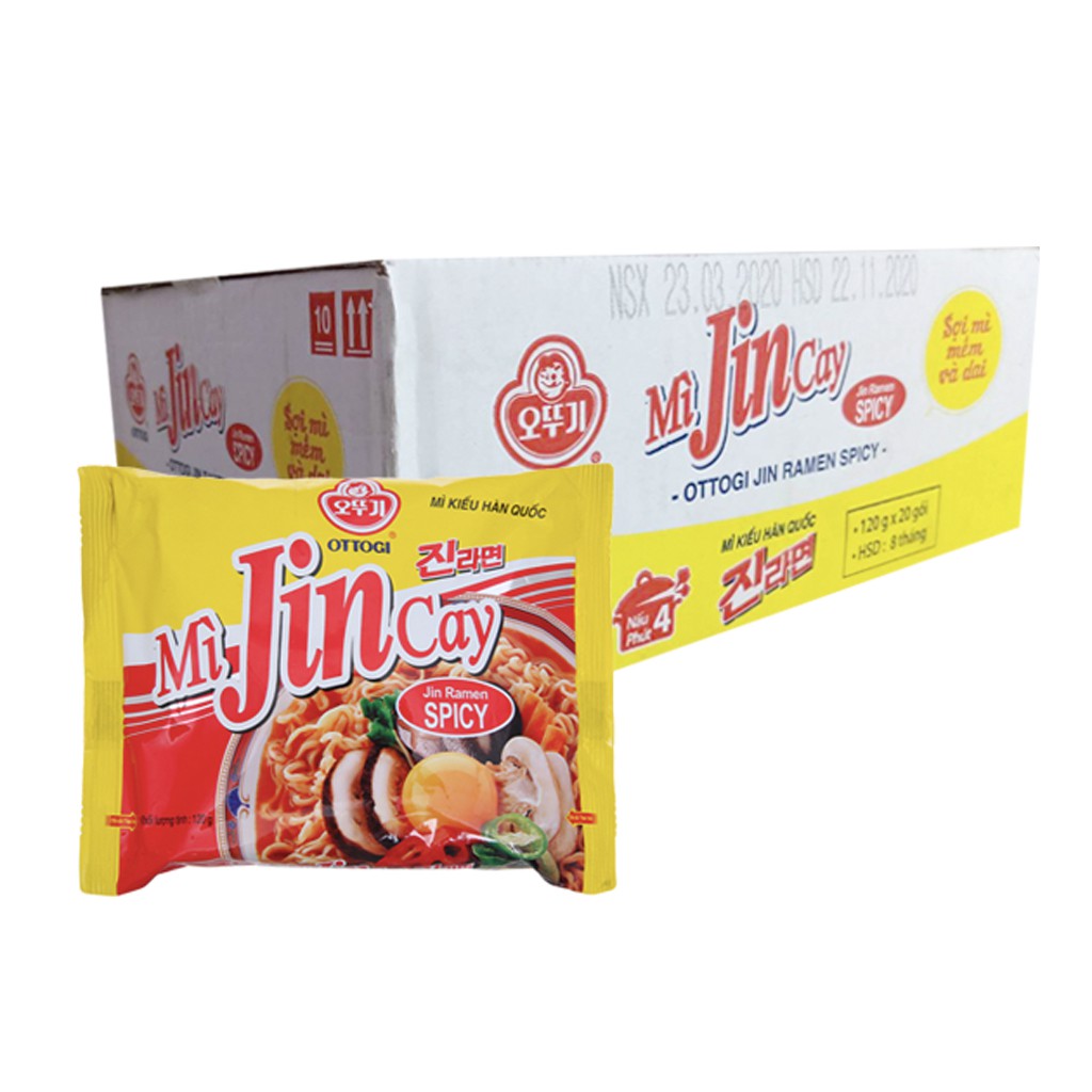 Thùng 20 gói mì Jin Ramen cay Ottogi 120g