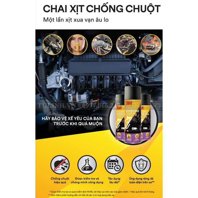 Chai Xịt Phủ Chống Chuột Xe Ô Tô 3M Rodent Repellant Coating 89797