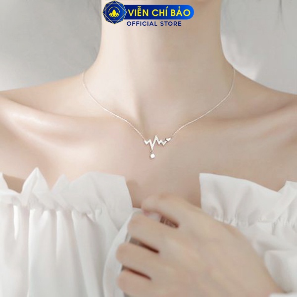 Dây chuyền bạc nữ nhịp tim đính đá bạc ta chất liệu S925 thời trang phụ kiện trang sức nữ Viễn Chí Bảo D400544x