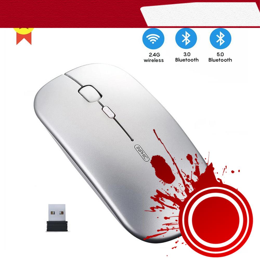 Chuột Bluetooth không dây COD Inphic Chuột im lặng Bộ sạc chuột Công thái học Chuột quang USB 2.4Ghz cho m