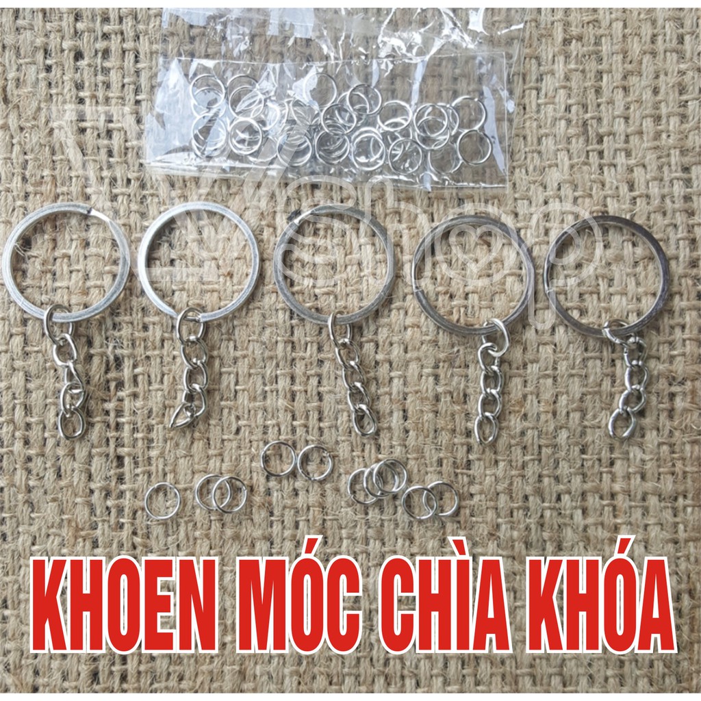 Khoen tròn, móc đeo chìa khóa, vật liệu handmade. Gói 50 cái