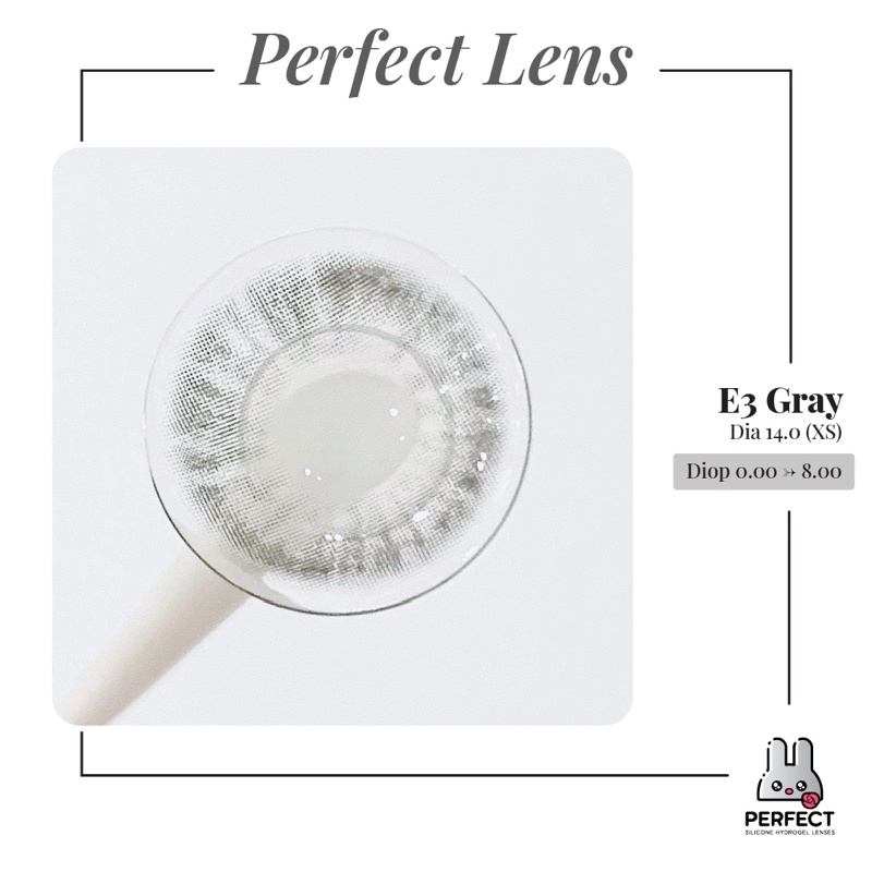 Lens ẢNH MẮT THẬT , Kính Áp Tròng E3 GRAY Có Độ Cận và Không Độ, DIA 14.0 XS ,Cho Mắt Nhạy Cảm Giá Sale