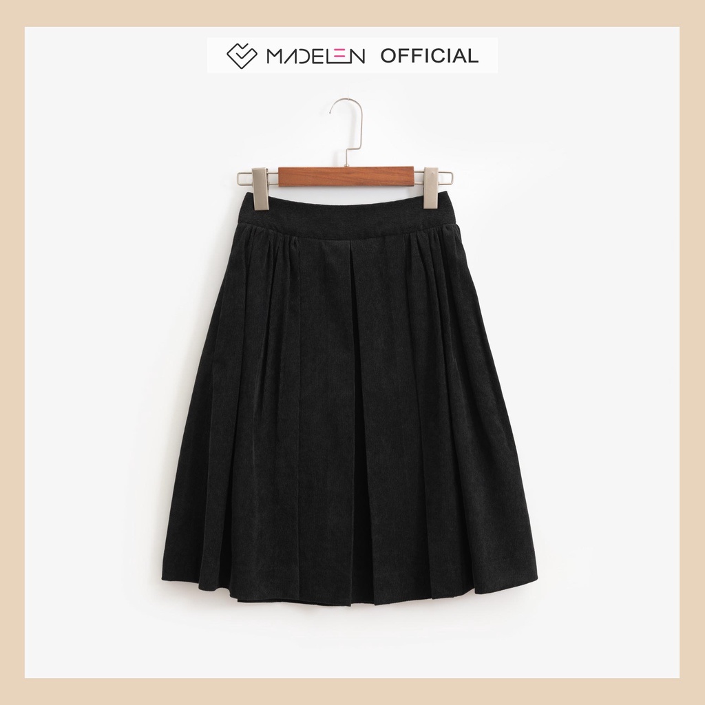 Chân váy nhung xếp ly MADELEN màu đen nữ tính