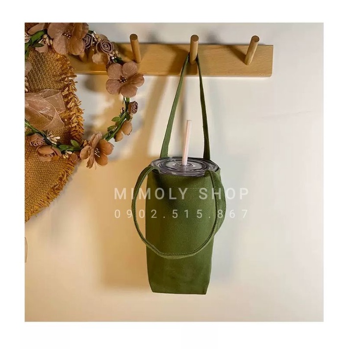 Túi Xách Vải Đựng Ly Trơn Đeo Chéo Nhiều Màu Vải Canvas