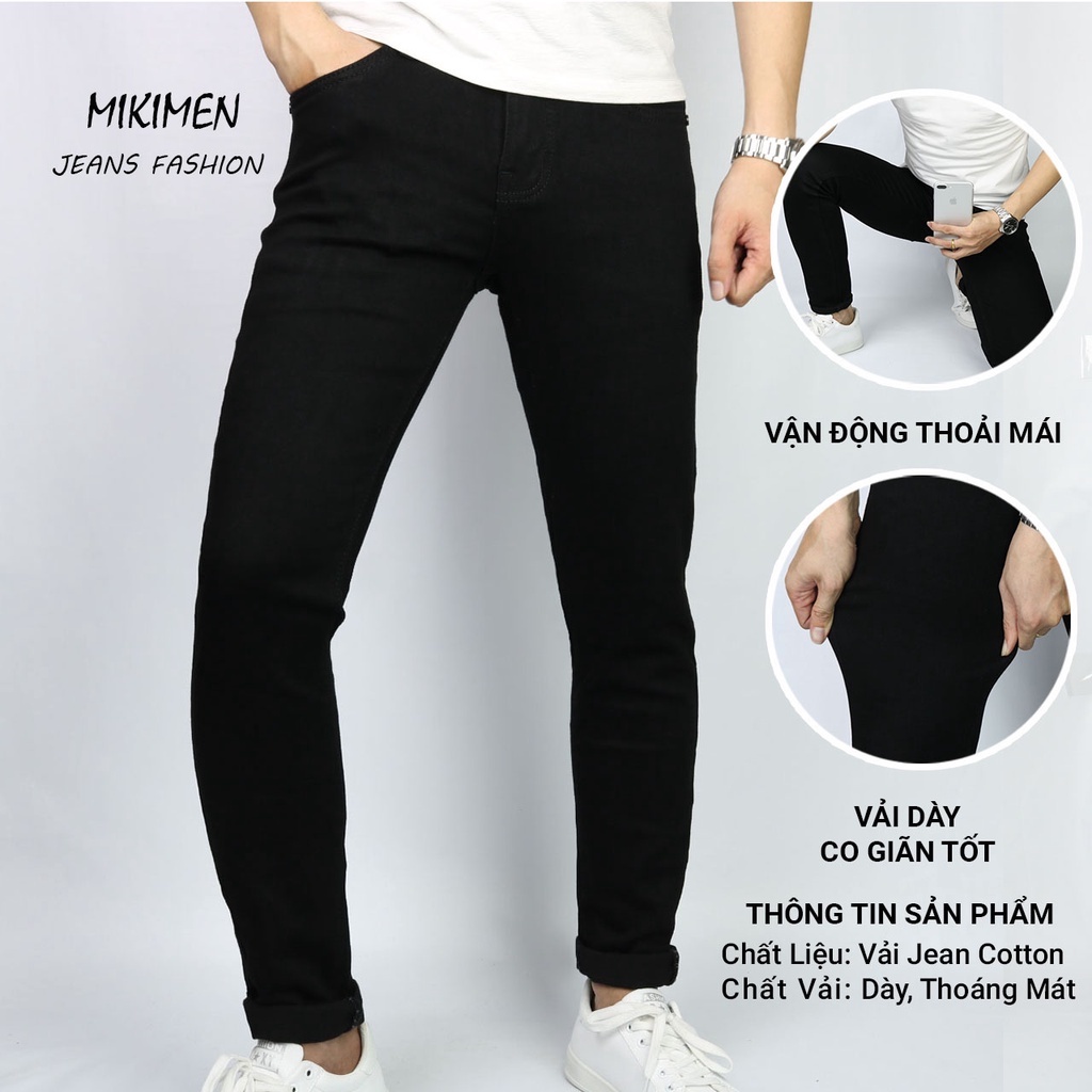 Quần jean nam, đen trơn, không rách gối,chất bò co dãn, jeans, dày, form slimfit, bền màu. Quần bò nam, bigsize DJ10001