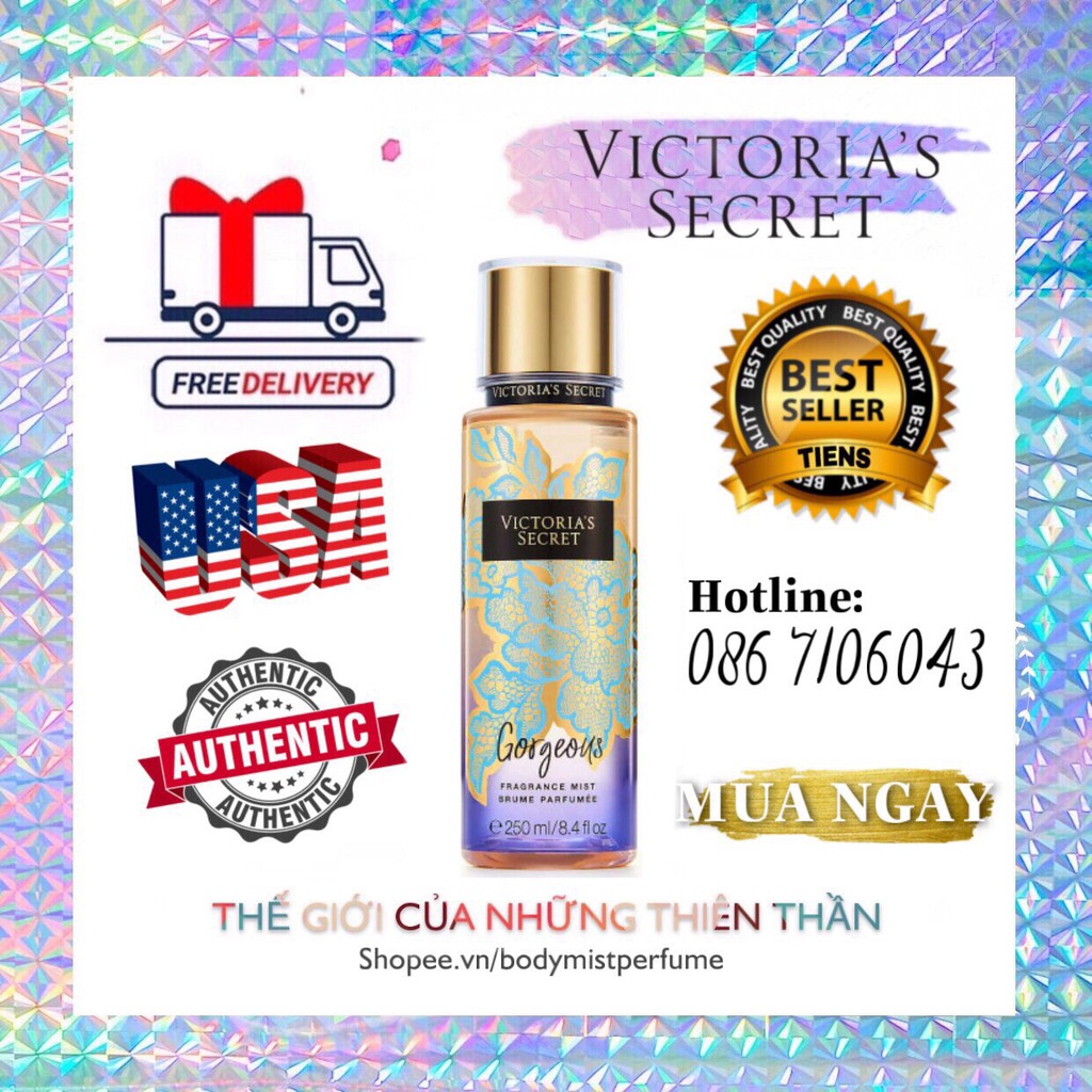 𝗕𝗢𝗗𝗬𝗠𝗜𝗦𝗧𝗣𝗘𝗥𝗙𝗨𝗠𝗘⚜️Xịt Thơm Body Victoria’s Secret Gorgeous 250ml