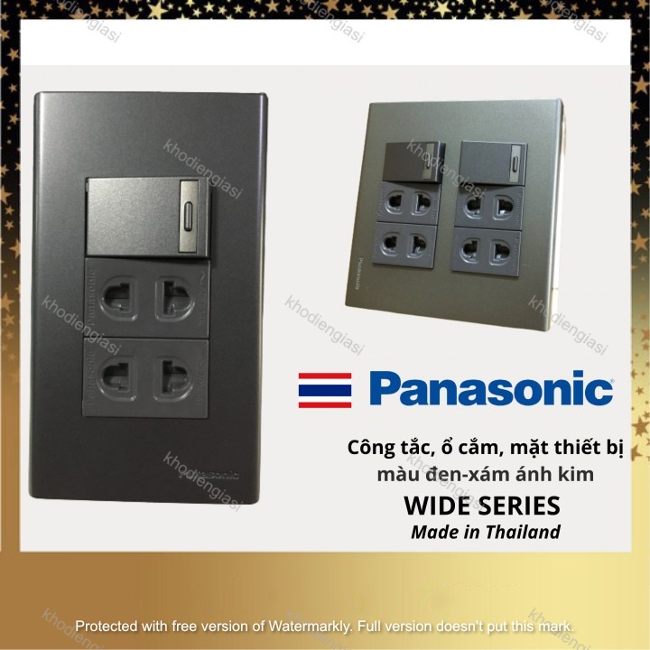 Panasonic Công tắc,ổ cắm, mặt màu ánh kim sang trọng WIDE SERIES