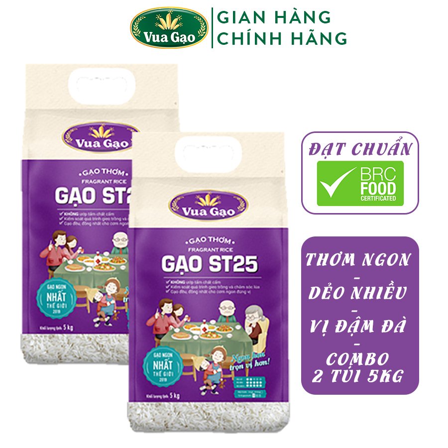 [MUA 3 TẶNG 25K] Combo 2 Túi Gạo ST25 5kg – Vua Gạo – Gạo Thơm Ngon, Dẻo Nhiều, Vị Đậm Đà – Top 1 Thế Giới 2019