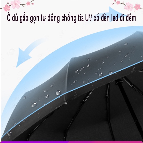 Ô Dù Che Mưa Đi Nắng Tự Động Xếp Gấp Gọn Chống Tia UV Cao Cấp Có Đèn Pin Thuận Tiện