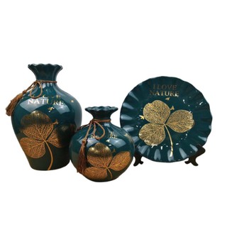 Bộ gốm 2 bình 1 đĩa, Bộ bình hút lộc - Atotoki Decor