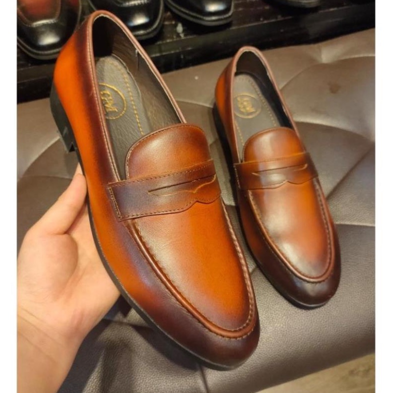Giày lười nam đẹp công sở da bò thật bh 12 tháng kiểu dáng thời trang - Mã T162