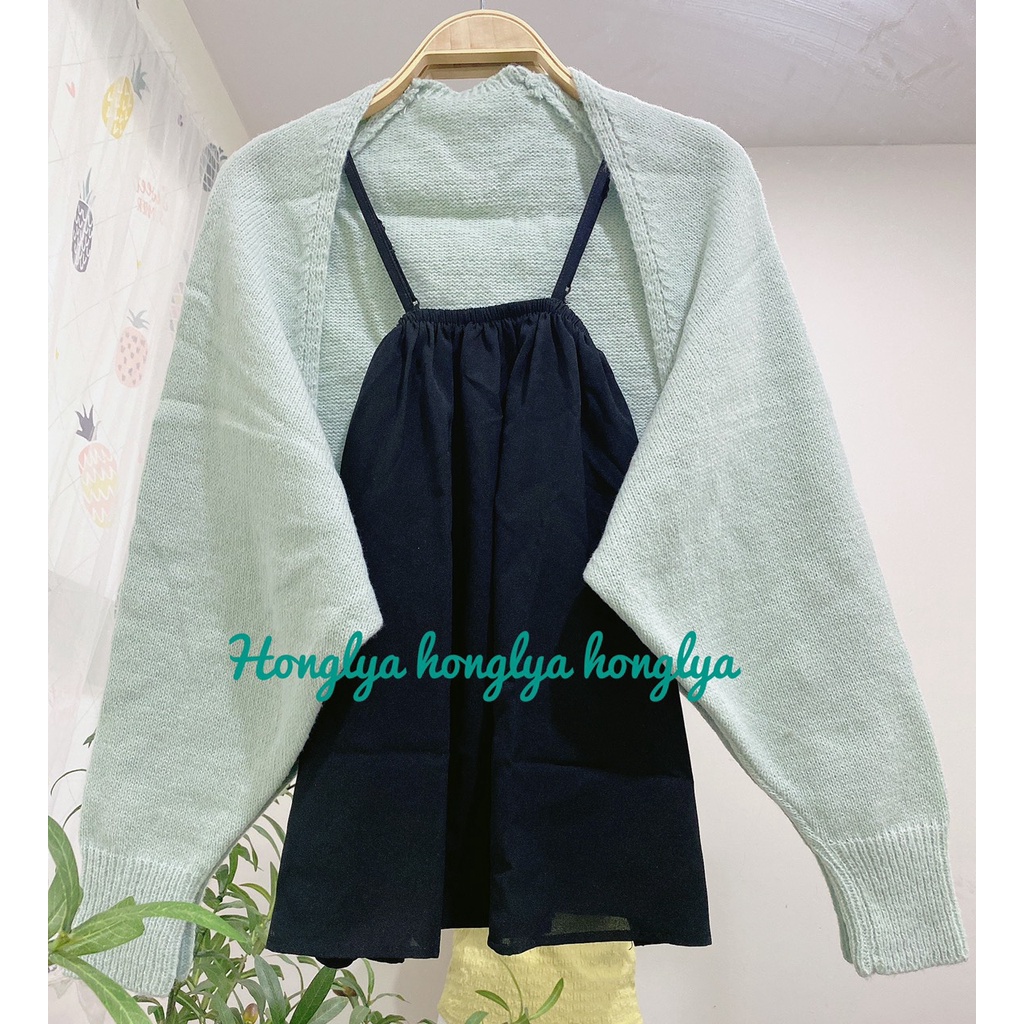 Áo len cadigan tay bồng dáng ngắn phong cách Ullzzáng