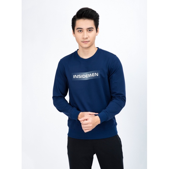 Áo thu đông nam dài tay Insidemen in chữ cổ tròn bo gấu dáng rộng vừa  ISW005W1 ( 3 màu )