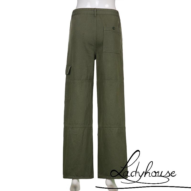 Quần denim lưng cao phối túi thời trang cho nữ