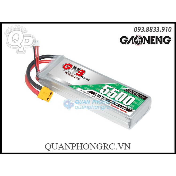 Pin GNB 5500mAh 2S 70C 7.4V LiPo Battery XT60 Plug