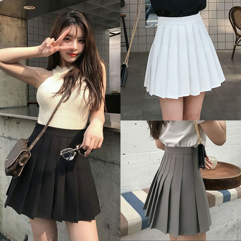 Chân váy ngắn IELGY lưng cao màu trơn thời trang mùa hè cho nữ