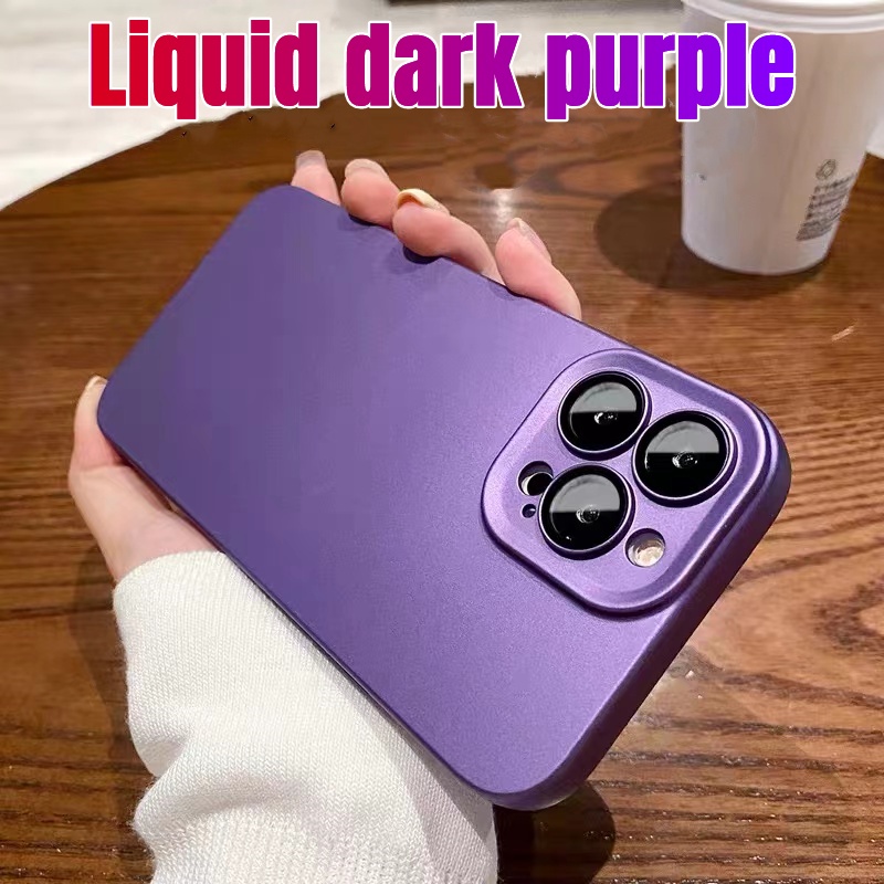 Ốp Điện Thoại iPhone 14 plus 13 12 11 Pro max case ốp lưng điện thoại iphone 14 promax Màu tím silicon Mềm Chống Bụi Chống Sốc Bảo Vệ Ống Kính Máy Ảnh Cho