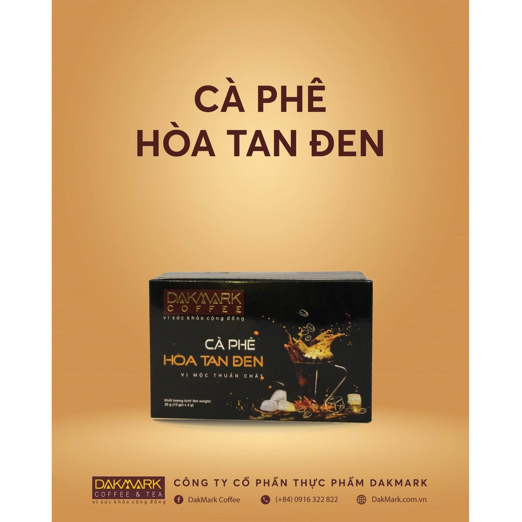 Cà phê nguyên chất hòa tan đen DakMark☕ Giảm cân 15 gói x 2gram ☕ Cà phê espresso