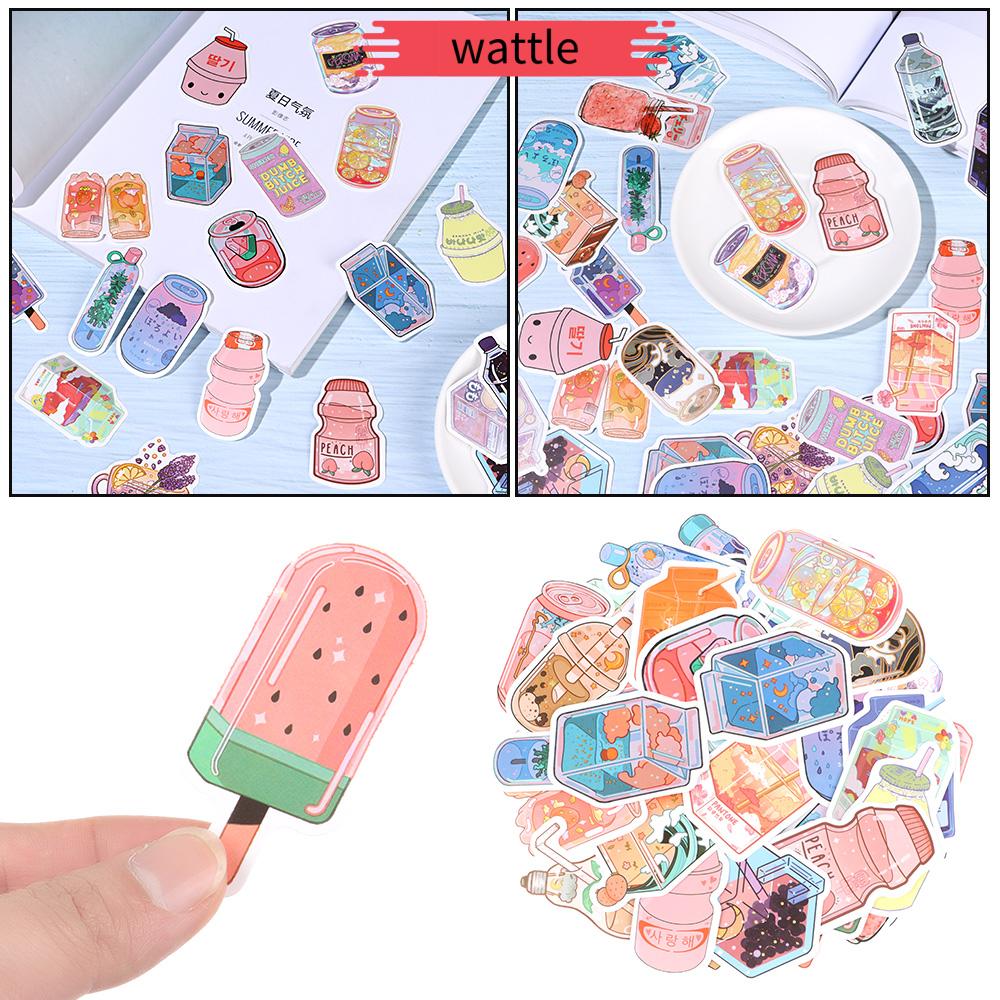 Set 50 miếng dán hình chai nước uống nhiều họa tiết dễ thương