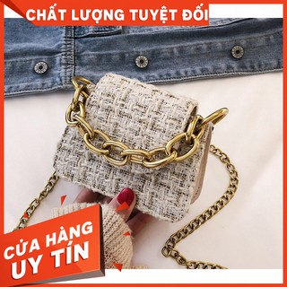 Túi đeo chéo nữ da da phối xích đồng tts 373.