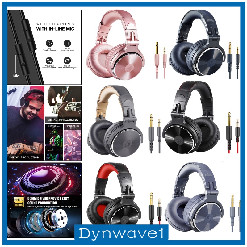 [DYNWAVE1] Pro-10 Over-Ear DJ Headphone Headsets with Mic for Studio Monitoring Mixing