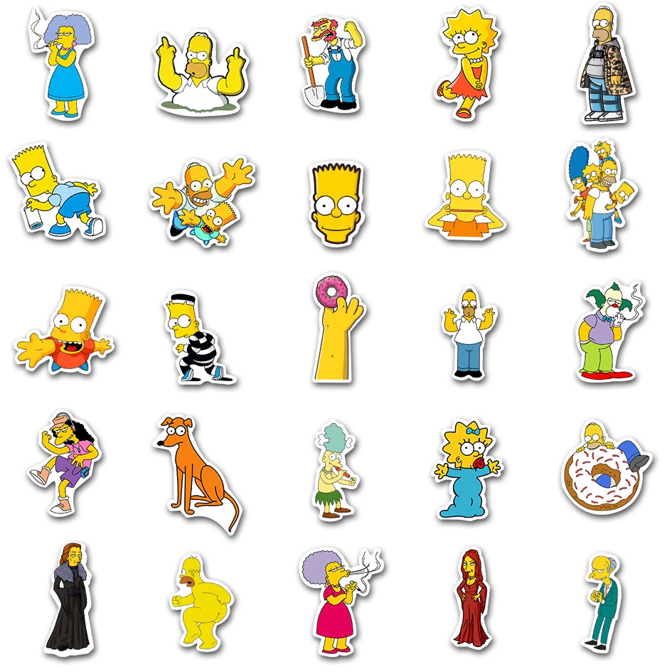Set of 50 Cartoon Waterproof Simpson Stickers