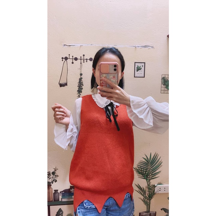 Áo gile len màu cam đất😍 cực vintage😍  2hand tuyển