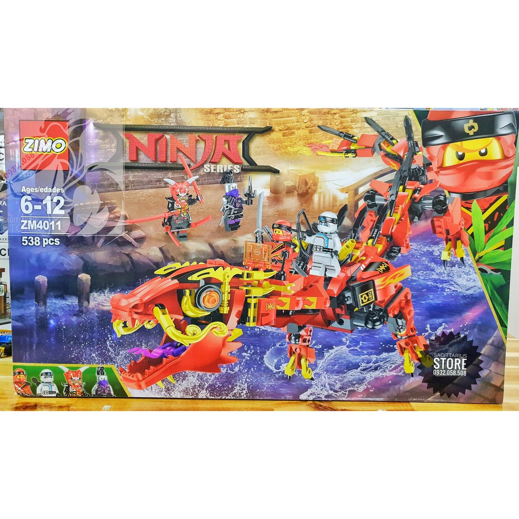 Lego Lắp Ráp Rồng NinjaGo Dài 60cm ( Đỏ - 538 Mảnh )