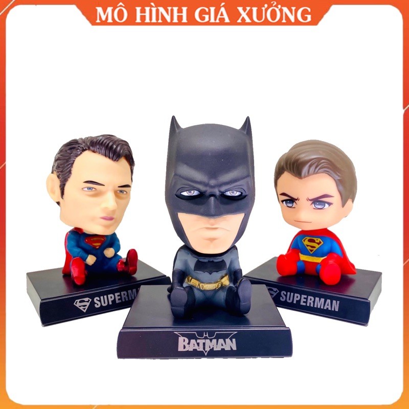 Mô Hình Batman , Superman Chibi lắc đầu - Trang trí taplo ô tô - Trang trí bàn học bàn , bàn làm việc - Kê Điện Thoại