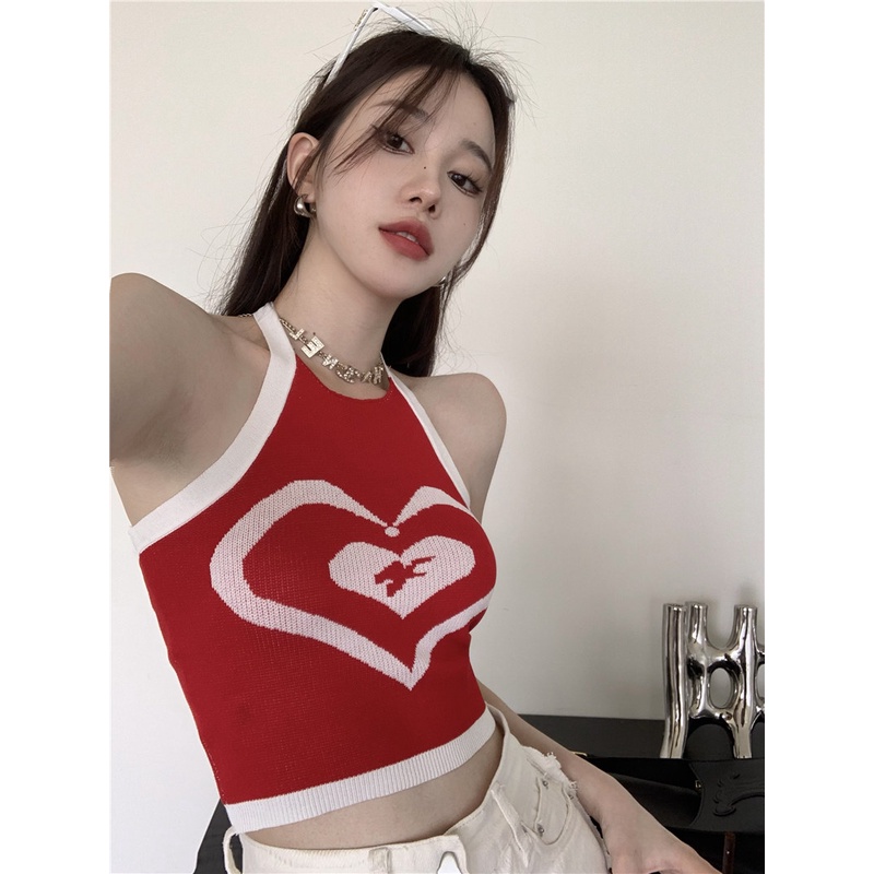 HUANG YOYO Áo Dệt Kim Hai Dây Dáng Ngắn Thời Trang Hàn Quốc Quyến Rũ Dành Cho Nữ