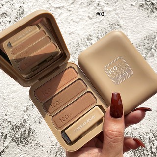 Bảng Vẽ Chân Mày Tạo Sống Mũi Bob Kẻ Mày Trang Điểm, 2 Số Tùy Chọn, Có 3 Tone Màu, Kèm Cọ Makeup