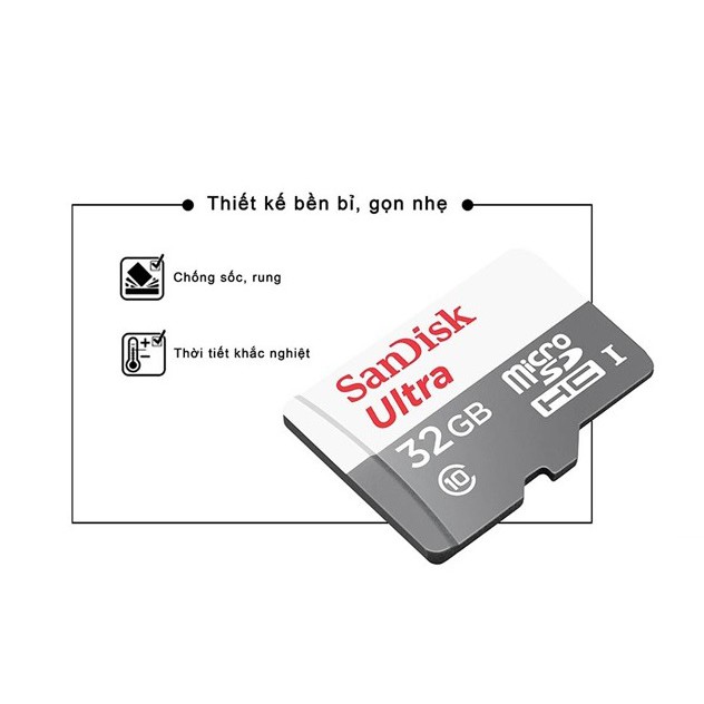 Thẻ nhớ 32GB Micro SDHC Ultra 533X C10 80MB/s SanDisk - Model 2018
