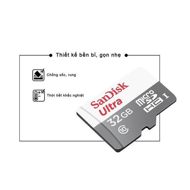 Thẻ nhớ Micro SD SanDisk 16GB 32GB 64GB 128GB A1 Ultra C10 - HÀNG CHÍNH HÃNG