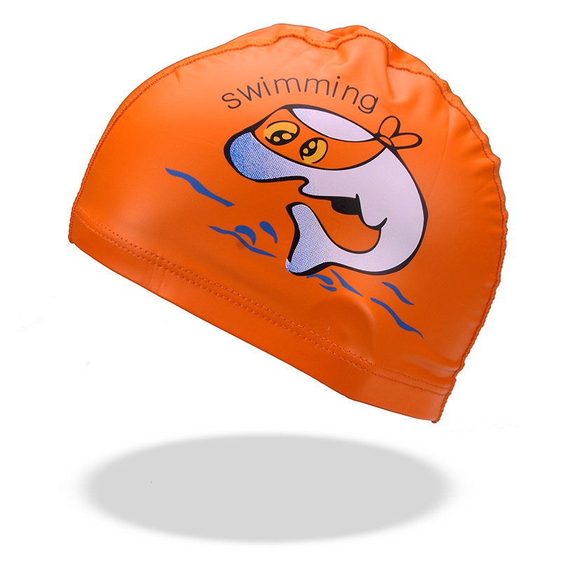 Mũ Bơi Da PU Bảo Vệ Tai Chống Thấm Nước Họa Tiết Hoạt Hình Dễ Thương Cho Bé