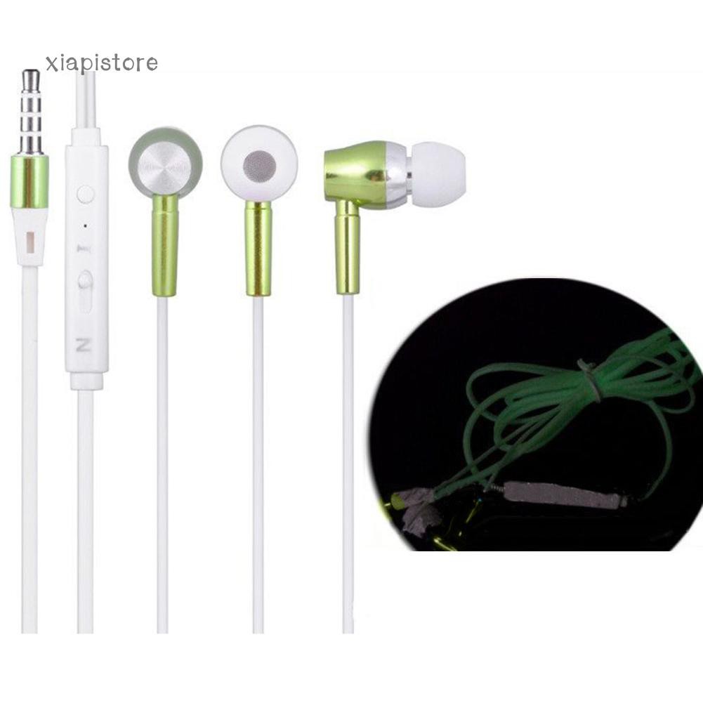 Tai nghe nhét tai jack 3.5mm thiết kế dây dạ quang thời trang