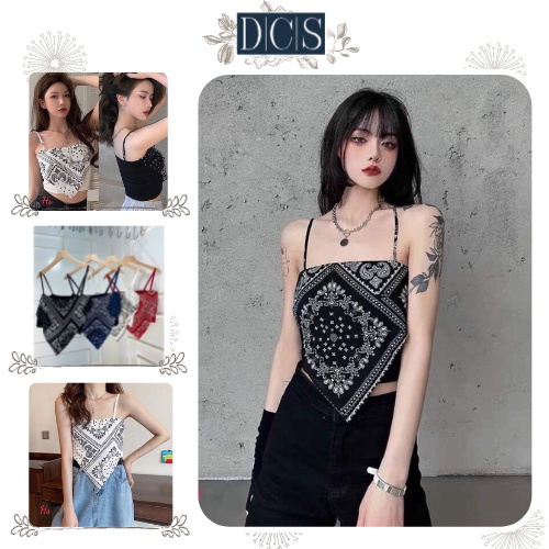Áo yếm nữ sexy cá tính hoạ tiết thổ cẩm 2 màu trắng đen phong cách streetwear chất liệu bozip xưởng May DCS