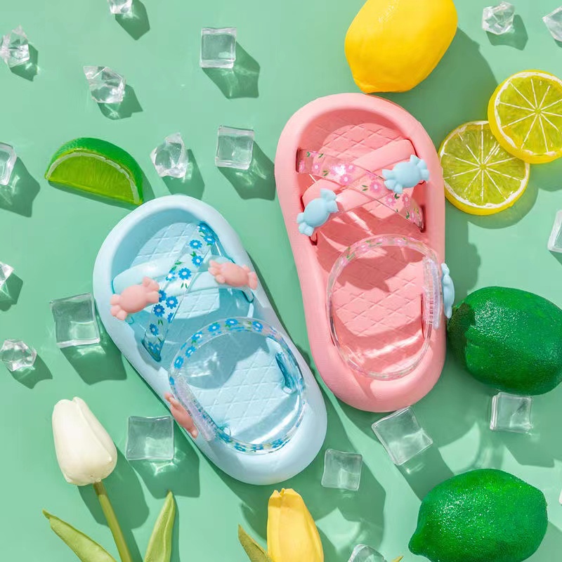 SANITKUN Giày sandal công chúa màu sắc kẹo ngọt họa tiết hoạt hình phong cách Hàn Quốc dễ thương dành cho bé gái