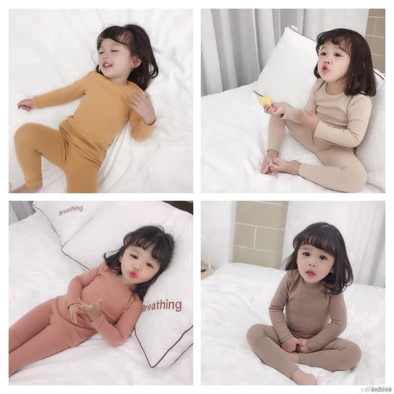 Bộ đồ ngủ tay dài màu trơn tùy chọn cho bé